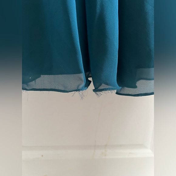 Azazie Flora Ink Blue A-Line Pleated Chiffon Dress - Picture 4 of 10